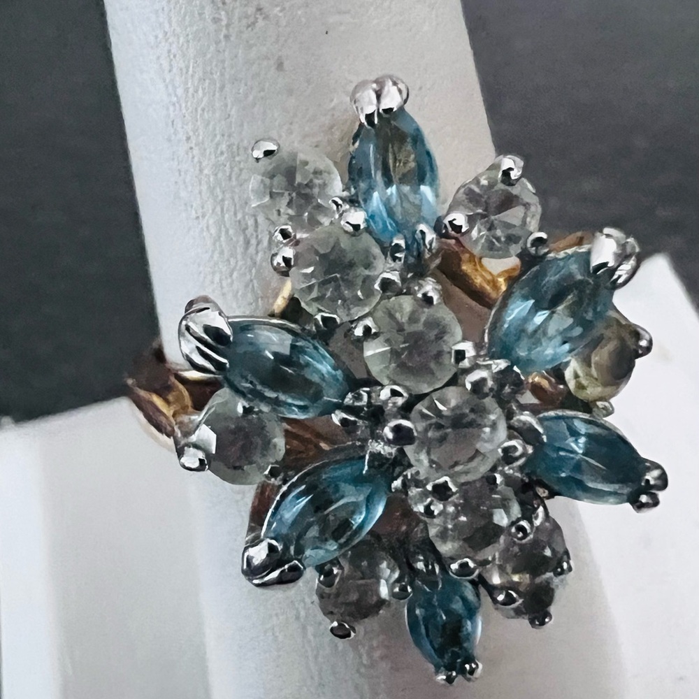 Blue Multi-Gem Cluster Ring by - Picture 4 of 8